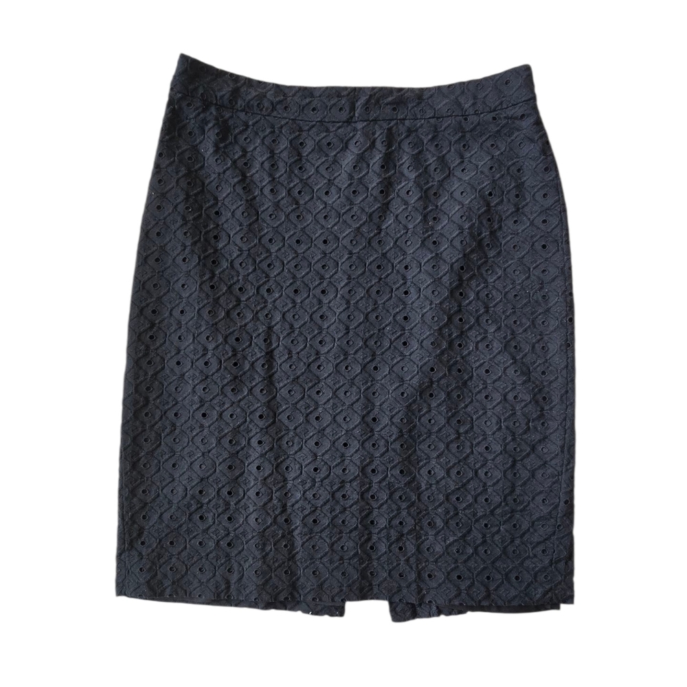 LOFT Black Eyelet Pencil Skirt
